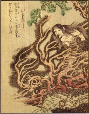 Окику-муси. Рисунок Такэхары Сюнсэна из "Ehon Hyaku monogatari"