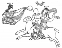 Нефела, Фрикс и Гелла. Рисунок на древнегреческой вазе