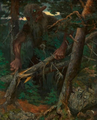 Тролль в Хедальском лесу (Trollet på Hedalskogen). Картина Теодора Киттельсена, около 1886 года