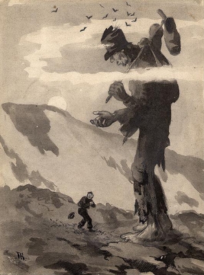 Иллюстрация Теодора Киттельсена к сказке "Скрипач Веслефрик" (Veslefrikk med fela), 1886