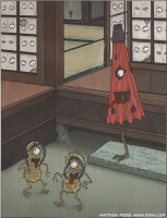 Бакэ-дзори, каракаса-кодзо (каса-обакэ) и мокумокурен. Иллюстрация Мэттью Мэйера