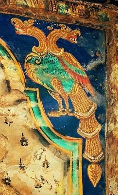 Гандаберунда. Декоративный орнамент на потолке храма Брахадисвара (Танджавур, Индия)
