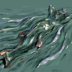 Русал-водяной-тритон. Иллюстрация Антона Батова