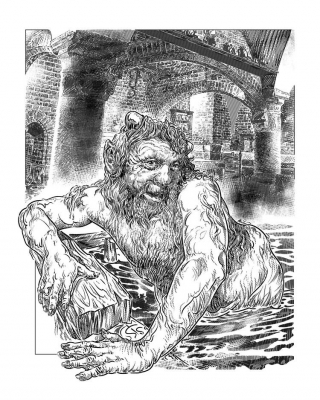 Водяной. Иллюстрация Михаила Чернодедова к "Подземелью Чёрного Замка" (2013)