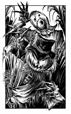 Ожившие Пугала. Иллюстрация Мартина МакКены к книге "Вой оборотня" из серии "Fighting Fantasy"