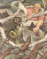 Пера-богатырь и Васа. Иллюстрация Аркадия Мошева