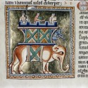 Слон с осадной башней на спине. Рукопись Бодлеянской библиотеки (MS Ashmole 1511, fol.015v.)