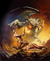 Убийца дракона. Картина Бориса Валледжо (1989)