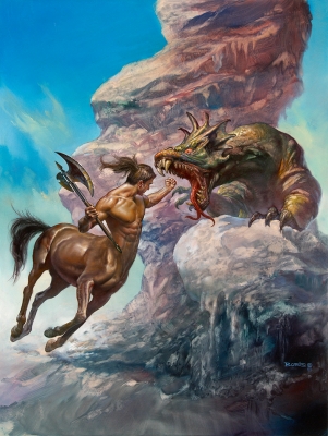 Кентавр и дракон. Картина Бориса Валледжо (2011)