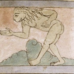 Трёхцветные люди с львиными головами. Рукопись Бодлеянской библиотеки (MS. Bodley 614, fol. 040v.)