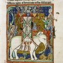 Слон с осадной башней. (Рукопись Бодлеянской библиотеки. MS. Bodley 764, fol. 012r)