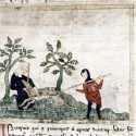 Охотник убивает единорога. Рукопись Бодлеянской библиотеки (MS Douce 151, fol.010v.)