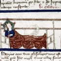 Харадр смотрит на больного. Рукопись Бодлеянской библиотеки (MS Douce 151, fol.063r.)
