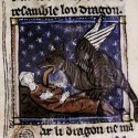 Дракон лижет жертву. Рукопись Бодлеянской библиотеки MS Douce 308, fol.104v.