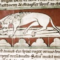 Гиена поедает мертвеца. Рукопись Бодлеянской библиотеки (MS Douce 88, fol.009v.)