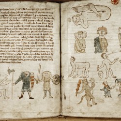 Чудовищные племена. Рукопись Бодлеянской библиотеки (MS Douce 88, fol.69v-70r.)