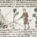 Охотники убивают единорога. Рукопись Бодлеянской библиотеки (MS Douce 88, fol.086r.)