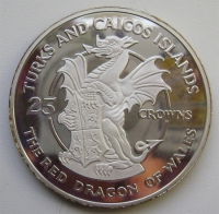 The Red Dragon of Wales. Монета в 20 крон Тёркс и Кайкос (1978)