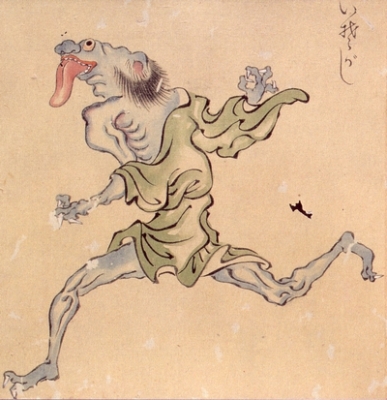 Исогаси. Фрагмент свитка «Хякки ягё эмаки», эпоха Муромати