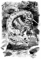 Лэмбтонский червь. Иллюстрация Чарльза Эдмунда Брока (1893)