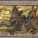 Крокодил и гидрус. Рукопись музея Гетти в Лос-Анджелесе (MS. Ludwig XV 3, fol.84v.)