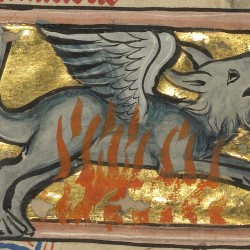 Саламандра. Рукопись музея Гетти в Лос-Анджелесе (MS. Ludwig XV 4, fol.100v.)