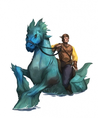 Гиппокамп. Иллюстрация Эндрю Хоу к бестиарию Pathfinder