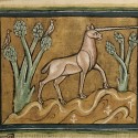 Единорог (monoceros). Рочестерский бестиарий (Royal 12 F XIII, fol. 21r.)