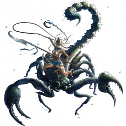 Гигантский скорпион и его наездница. Иллюстрация к игре "Arena Rex"