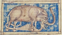 Битва слона и дракона. Рукопись Британской библиотеки (MS Sloane 3544, fol. 35v.)