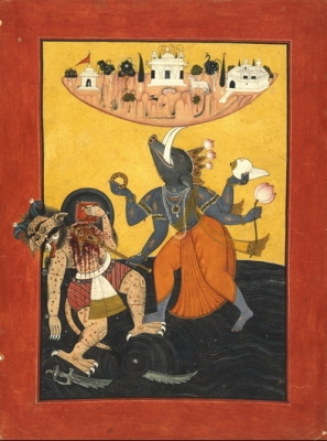 Вараха поднимает землю. Северная Индия, 1740 год