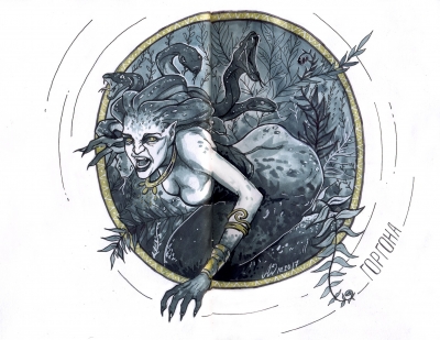Горгона. Иллюстрация Andy Wendigo (O-Zimina)