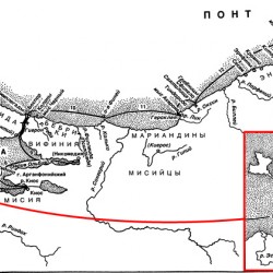 Карта путешествия аргонавтов, с указанным на ней местом обитания эксихейров