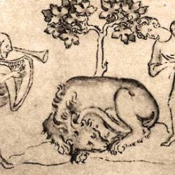 Asp (как лев) из рукописи Британской библиотеки (Royal MS 2 B. vii)