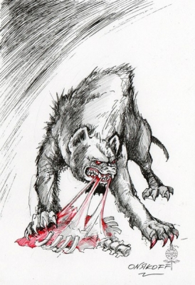 Гиена (Hyena). Иллюстрация Ивана Онякова к бестиарию Сапковского