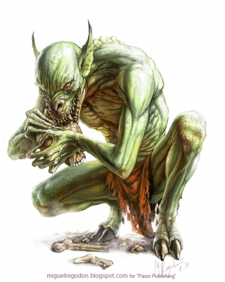 Blasphemous Ghoul. Иллюстрация Мигеля Регодона Харкнесса (Miguel Regodón Harkness) к сеттингу Pathfinder