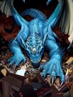Синий дракон на иллюстрации Скотта Джонсона "Dragon Psychosis"