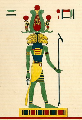 Банебджедет — египетский бараноголовый бог плодородия и рождаемости. Книжная иллюстрация