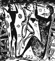 "Ослепление Полифема". Фрагмент росписи протоаттической амфоры из Элевсина