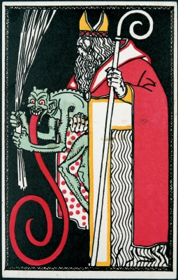Открытка со святым Николаем и крампусом, 1911