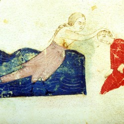 Сирена, умерщвляющая путника. Рукопись Моргановской библиотеки Manuscript. M.459, fol.8r