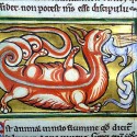 Крокодил поедает гидруса. Рукопись Моргановской библиотеки в Нью-Йорке (Manuscript. M.81, fol.83v.)