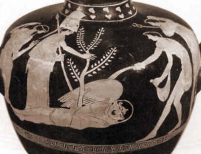 Афина, Персей и Медуза. Роспись сосуда 450-440 до н.э. Музей в Ричмонде, Вирджиния