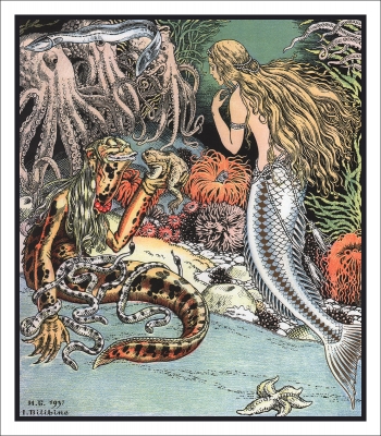 Русалочка и морская ведьма. Иллюстрация Ивана Билибина (1937)