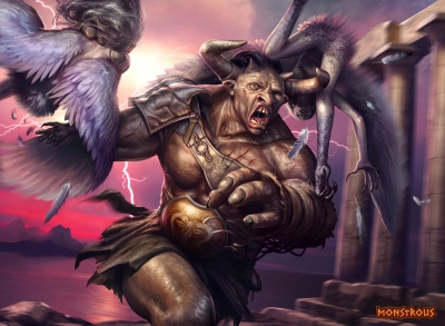 Минотавр. Иллюстрация Джаррода Оувена для карточной игры "Monstrous"