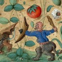 Битва онокентавра с драконом. Иллюстрация из средневековой рукописи