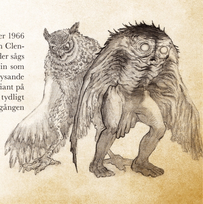 Человек-сова (owlman) и человек-мотылёк (mothman). Иллюстрация Кристофера Гюстафссона