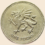 Уэльский дракон на британской монете в 1 фунт (2000)
