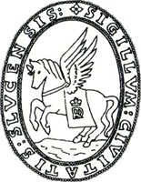 Крылатый конь на магистратской печати Слуцка (Беларусь) XVII века