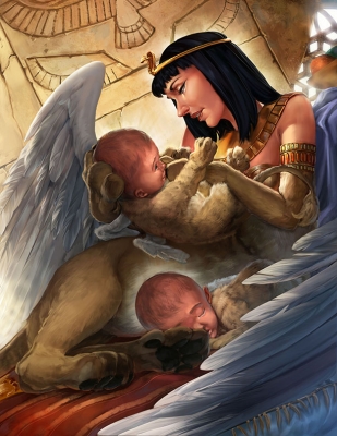 Котенок сфинкса. Иллюстрация Вики Панжесту из серии "Baby Bestiary"